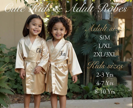 Custom Satin Wedding Bridesmaid Kimono Dressing Gown Bridesmaid Robes Soft Satin & Personalized Wedding/Bachelorette Party Robes