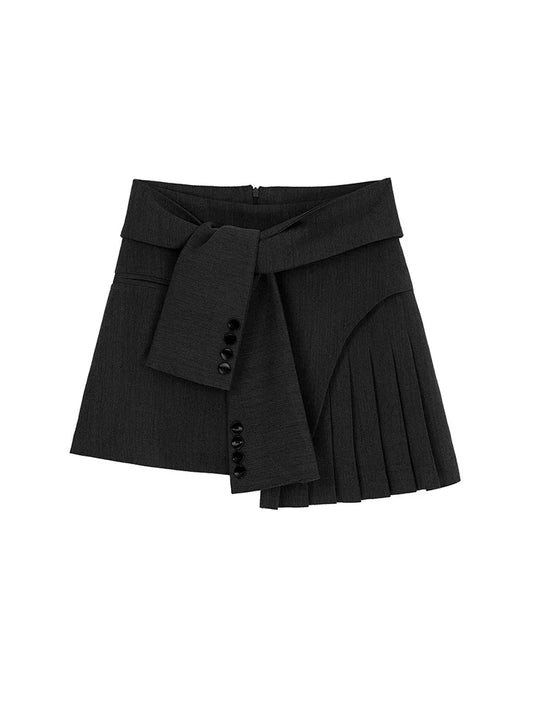 A-line High Waist Women Solid Color Mini Skirts Irregular Clipping Patchwork Clubwear Hot Girls Pleated Skirts Y2K Harajuku Chic