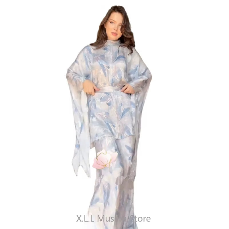 Korean Two Piece Set Party Dresses Summer Clothes Set Top and Skirt Casual Two-Piece Suit Elegant Flowers Dress for Women