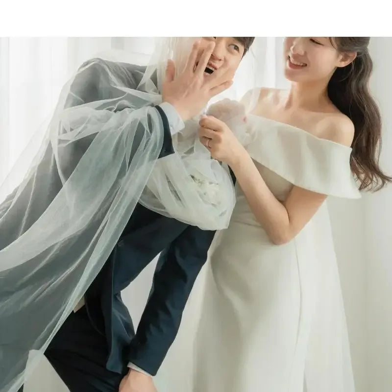 Elegant Mermaid Wedding Dresses Soft Satin Bridal Dress Off The Shoulder Floor-length Simple Vestidos