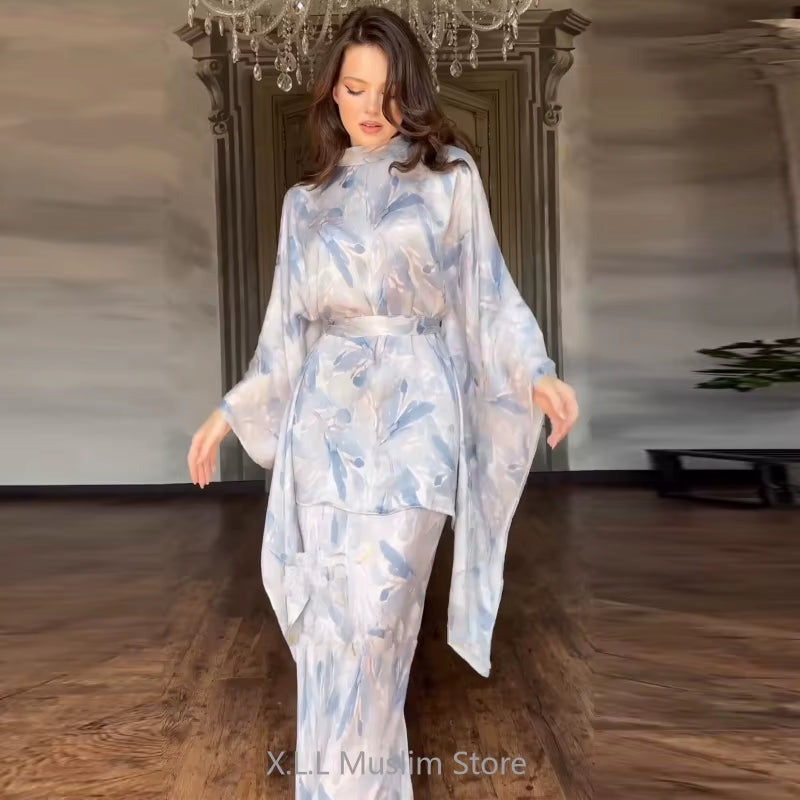 Korean Two Piece Set Party Dresses Summer Clothes Set Top and Skirt Casual Two-Piece Suit Elegant Flowers Dress for Women