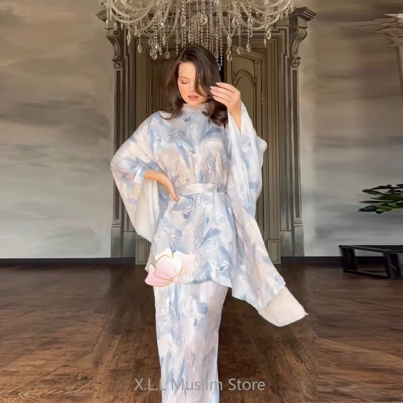 Korean Two Piece Set Party Dresses Summer Clothes Set Top and Skirt Casual Two-Piece Suit Elegant Flowers Dress for Women