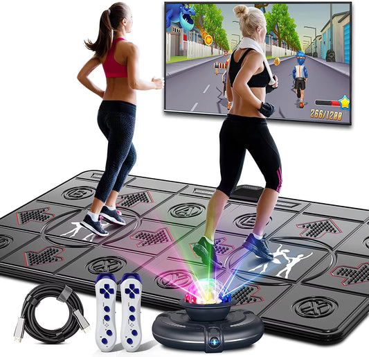 Motion-Sensing Dance Mat Game for TV/PC with Dual Wireless Controllers and Non-Slip Massage Yoga Pads