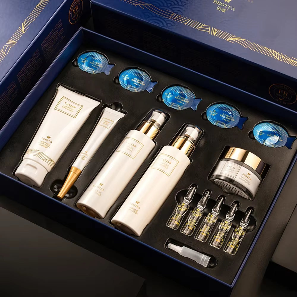 15-Piece Caviar Skin Care Set for Anti-Aging, Whitening, and Hydration - Korean Facial Care Collection