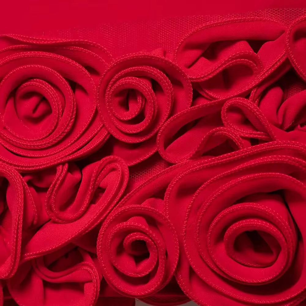 Sexy Women'S Convex Embellished Floral Designs Thin Shoulder Straps Hip Dresses Strapless Banquet Party Women'S Dresses