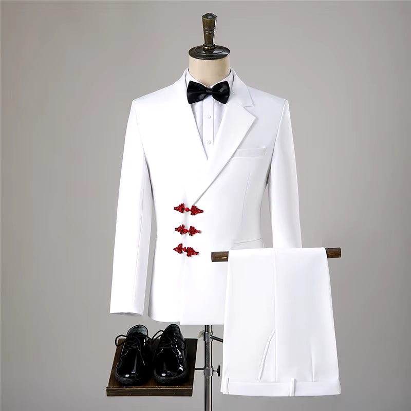 Custom Retro Black Frog Suit for Men - Formal Wedding Tuxedo with Comfortable Blazers for Groom and Dance Events