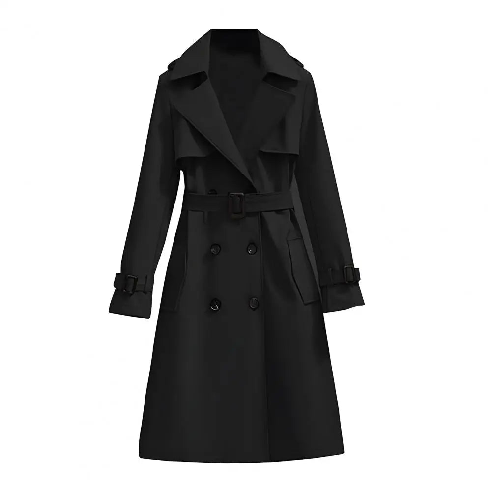 2025 Women's Trench Coat Double-Breasted Classic Lapel Overcoat Windproof Long Belted Jacket Fall Outerwear Charming Women Coat