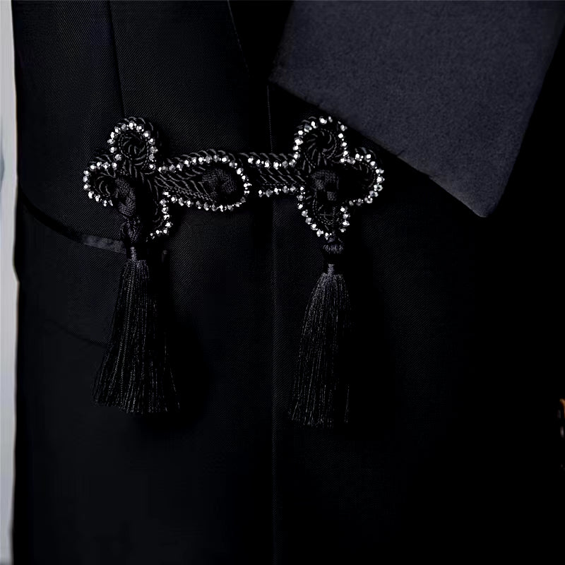 Custom Retro Black Frog Suit for Men - Formal Wedding Tuxedo with Comfortable Blazers for Groom and Dance Events