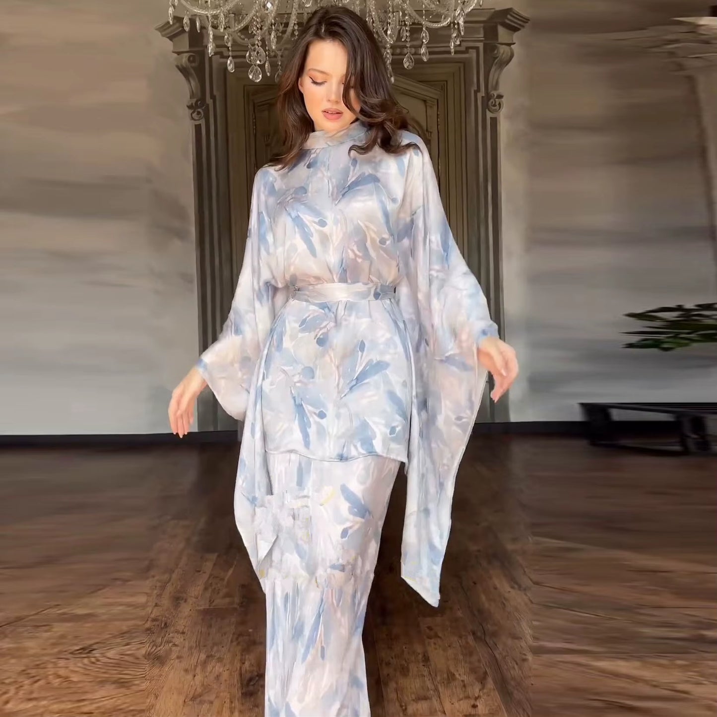 Korean Two Piece Set Party Dresses Summer Clothes Set Top and Skirt Casual Two-Piece Suit Elegant Flowers Dress for Women