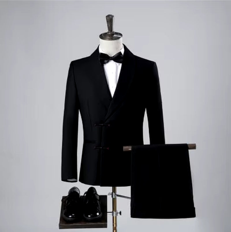 Custom Retro Black Frog Suit for Men - Formal Wedding Tuxedo with Comfortable Blazers for Groom and Dance Events